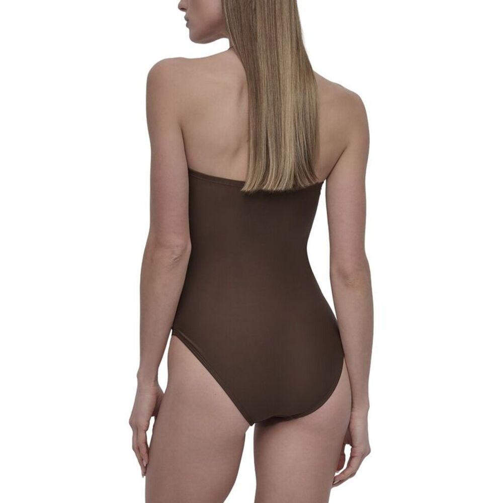 Dkny Womens Shirred Bandeau Swimsuit, Brown - Picture 2 of 4